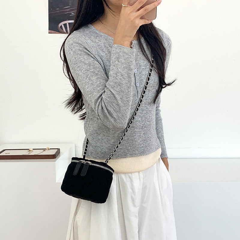 Women's Rhombus Suede High Sense Classic Style Crossbody Bags