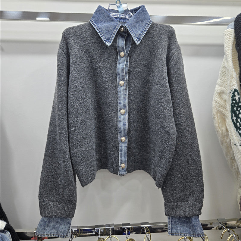 Women's European Goods Heavy Korean Style Early Autumn Fake Two Sweaters