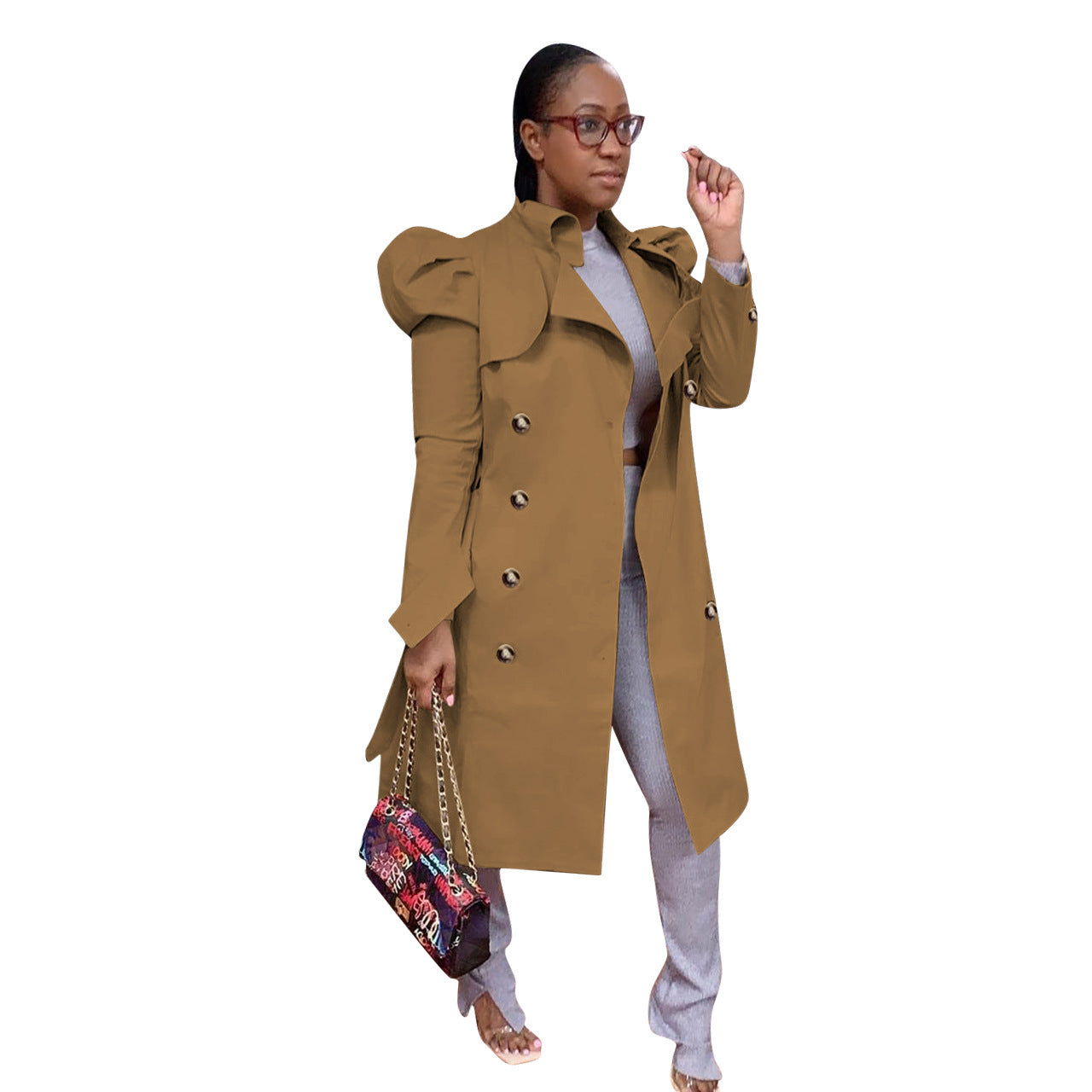 Women's Pure Color Casual Long Trench Wear Coats