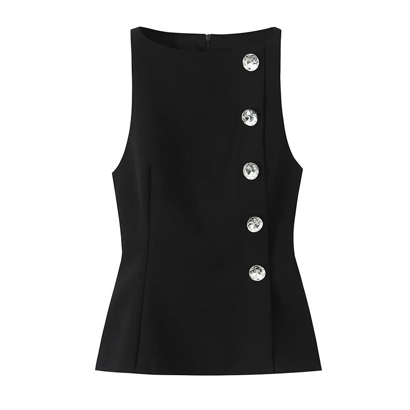 Women's French Style Temperament High-grade Sleeveless Autumn Tops