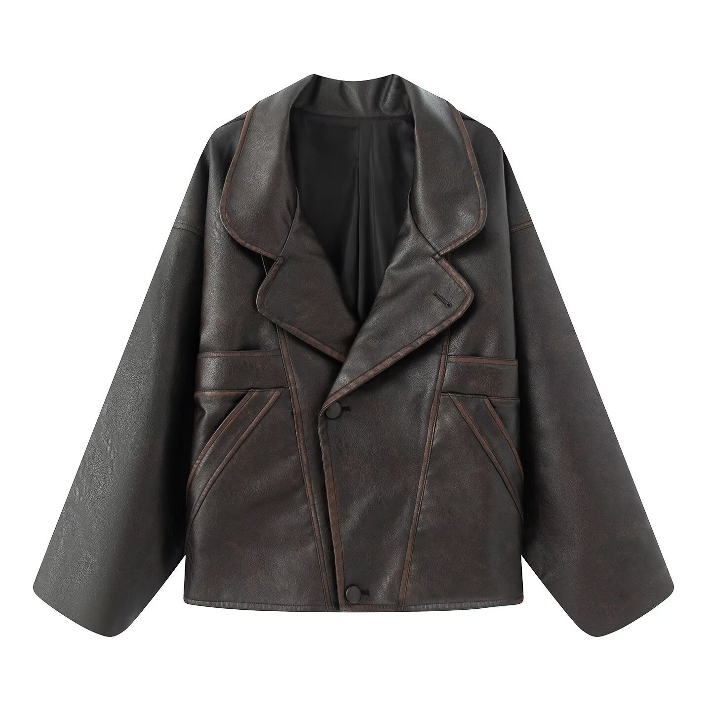 Women's Trendy Attractive Retro Lapels Leather Coats