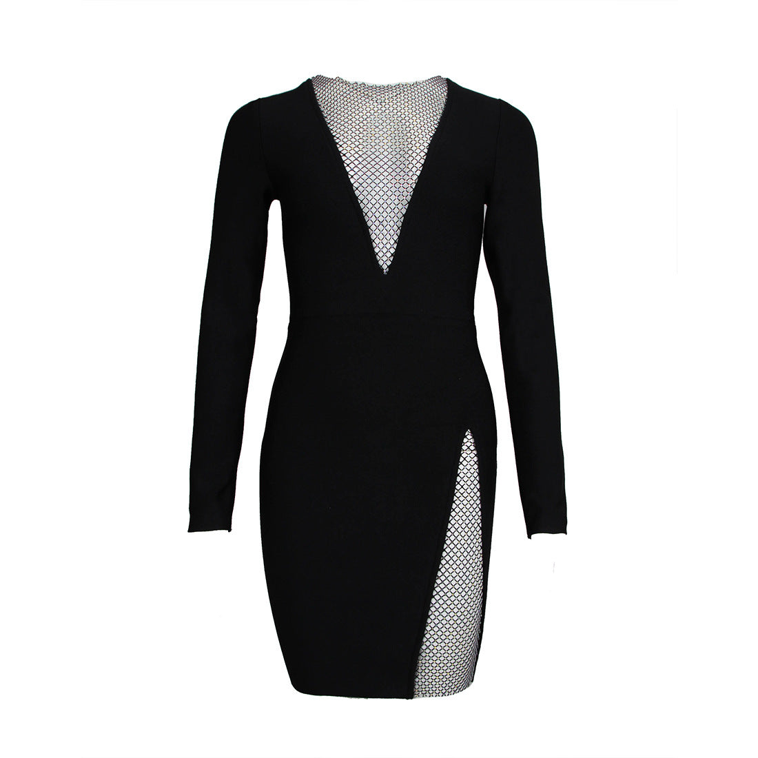 Sexy Net Drill Long Sleeve Bandage Dresses