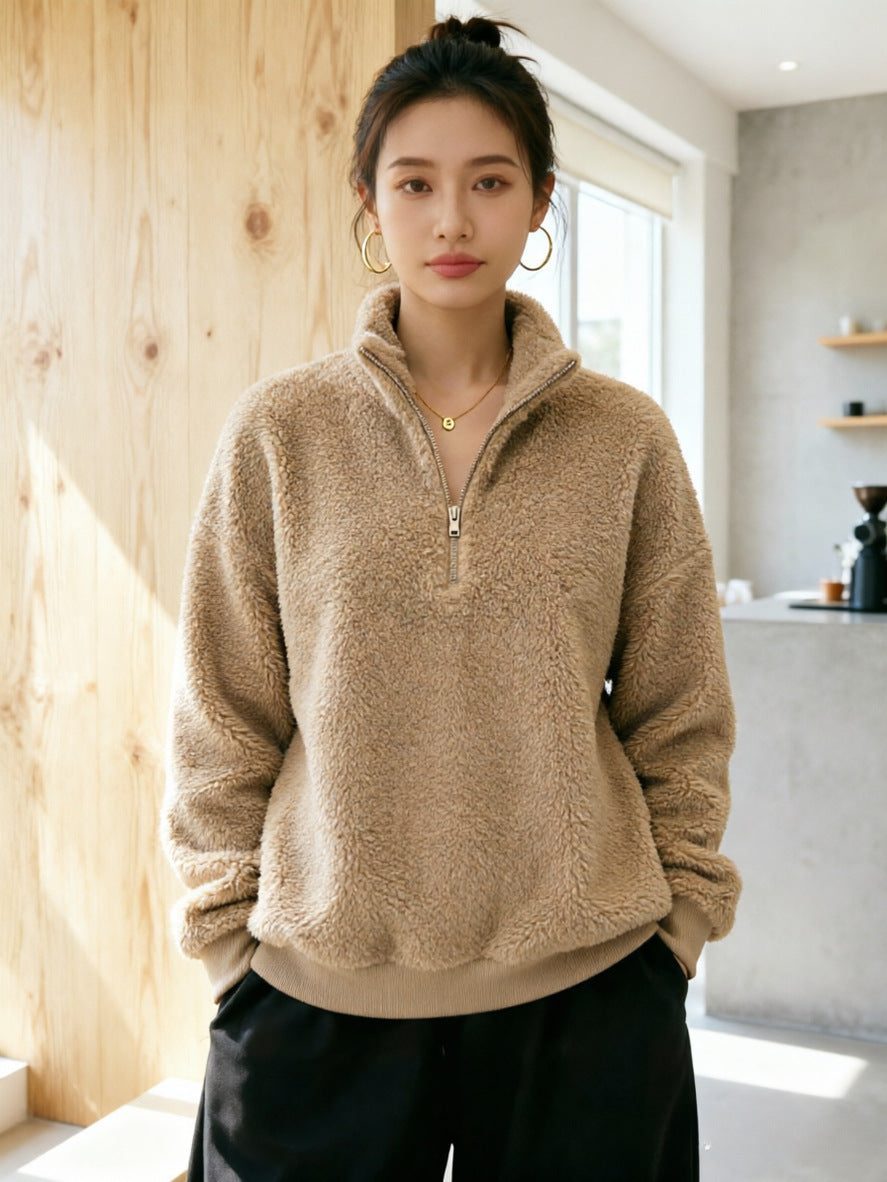 Women's Veet Fleece-lined Stand Collar Leisure Sweaters
