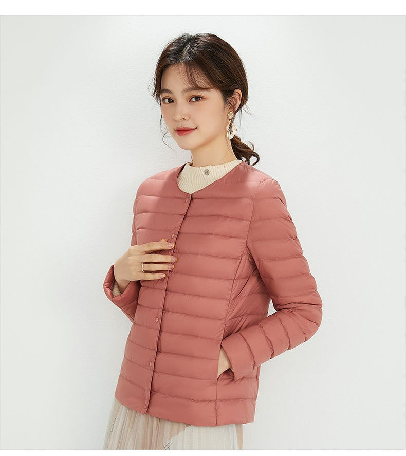 Women's Neck Slim Fit Large Collarless Long Jackets