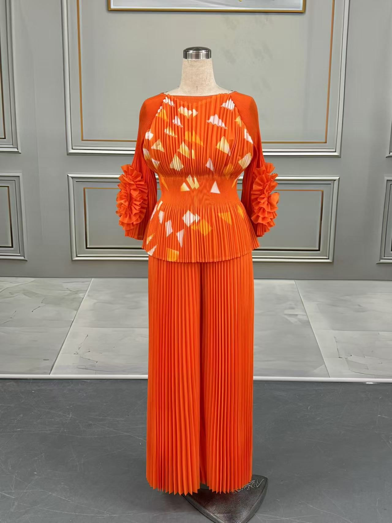 Women's Large Slimming High Sense Pleated Print Suits