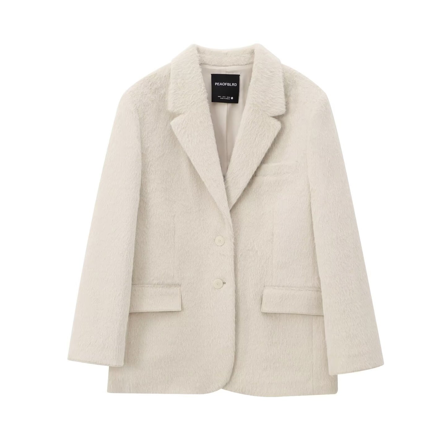 Women's Lapel Long Sleeve Faux Fur Effect Blazers