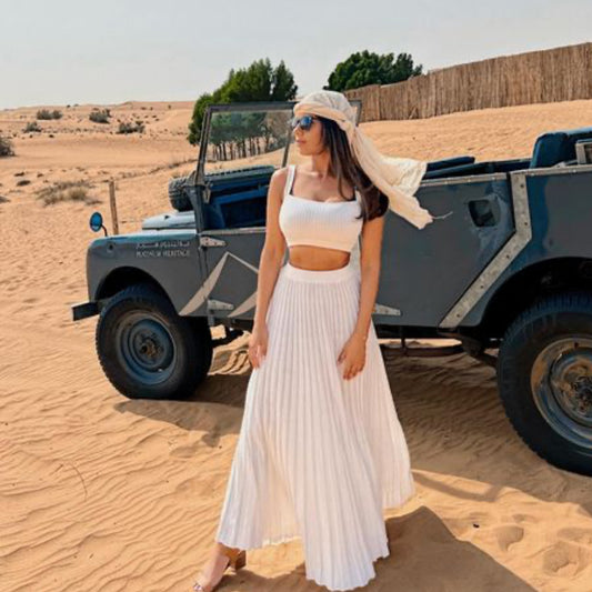 Women's Summer Knitted Camisole Elegant Sleeveless Pleated Suits