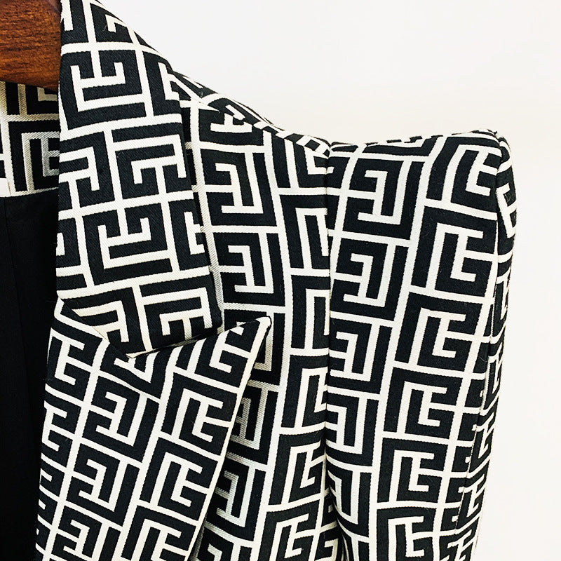 Personality Profile Shrug Geometric Pattern Jacquard One Suits