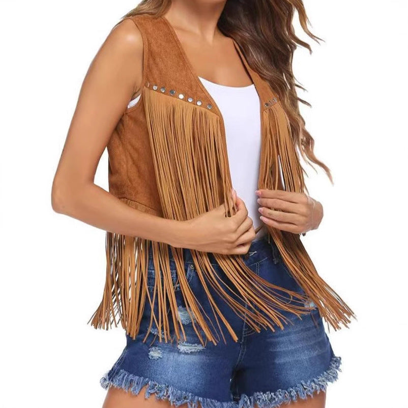 Women's Thick Brushed Veet Nail Tassel Medium Cardigans