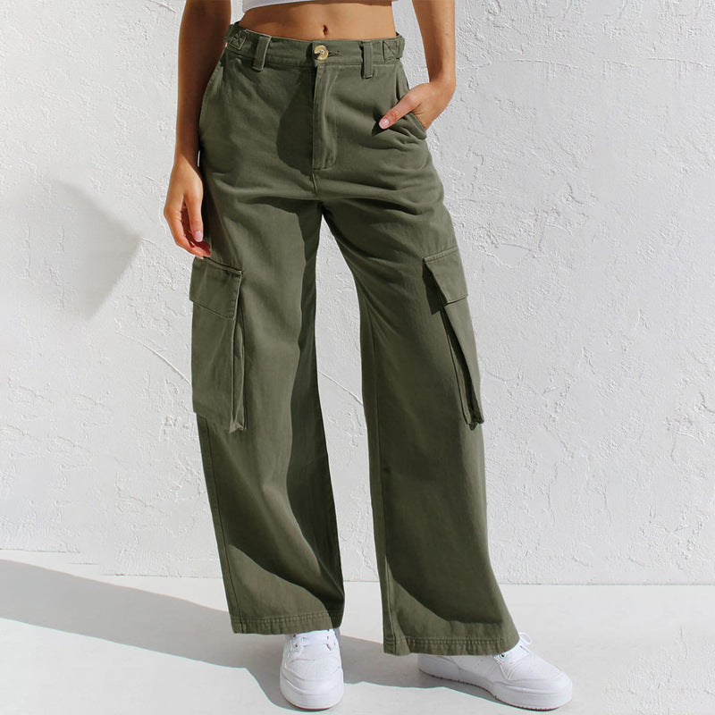 Casual Loose Wide Leg Straight Cargo Jeans