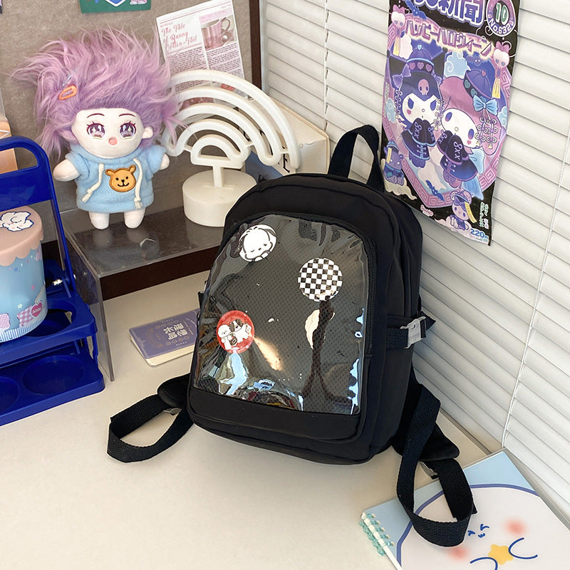 Women's Volume Cartoon Transparent Bar Badge Mini Backpacks