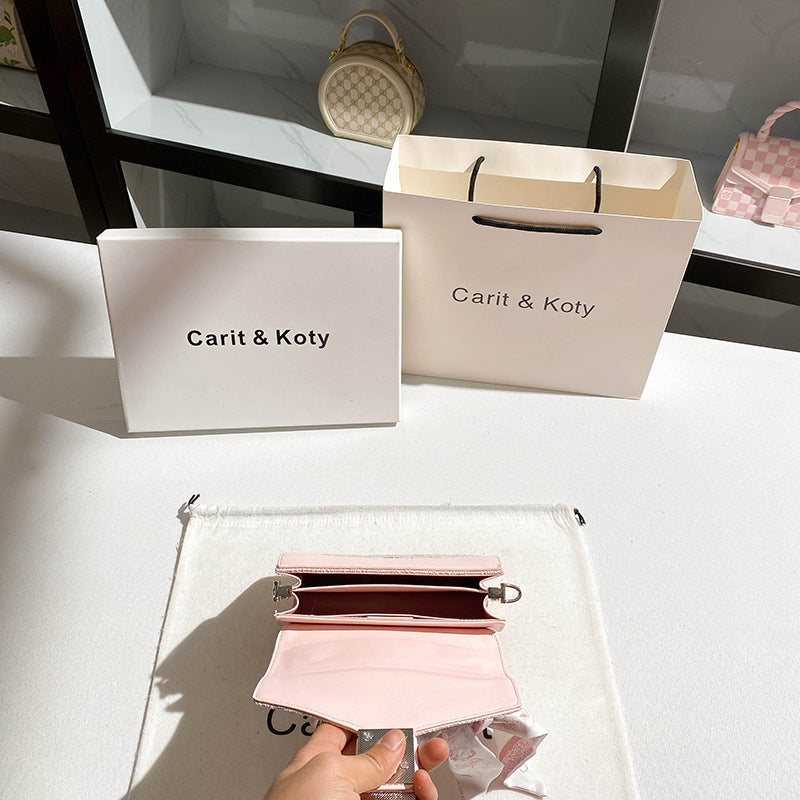 New Pink Embossed High Sense Iti Small Square Bags