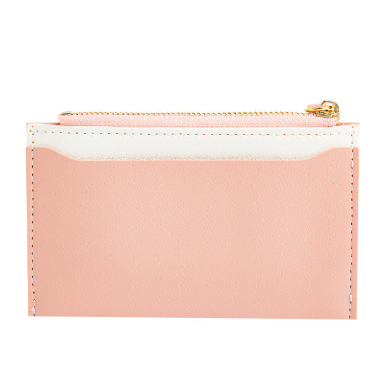 Women's Zipper Leather Stitching Contrast Color Fresh Ladies Wallets