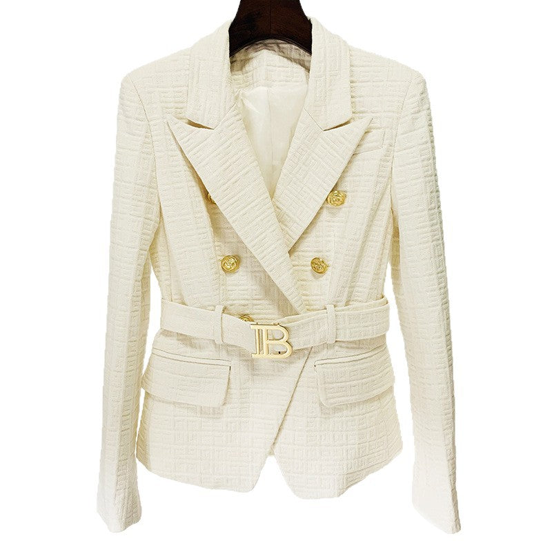 Slim Fit Maze Graphic Cotton Linen Blazers
