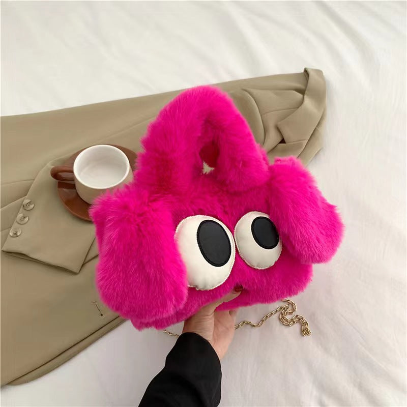 Plush Cute Big Eyes Puppy Oblique Handbags