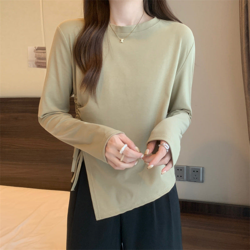 Women's Design Long-sleeved Solid Color Small Bottoming Shirt Women's T-shirt