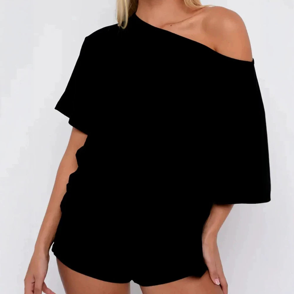 Summer Loose Solid Color Short-sleeved Two-piece Fashion Casual Suit