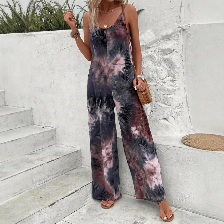 Graceful Women's Summer Floral Print Trousers Women's Jumpsuit/clothing