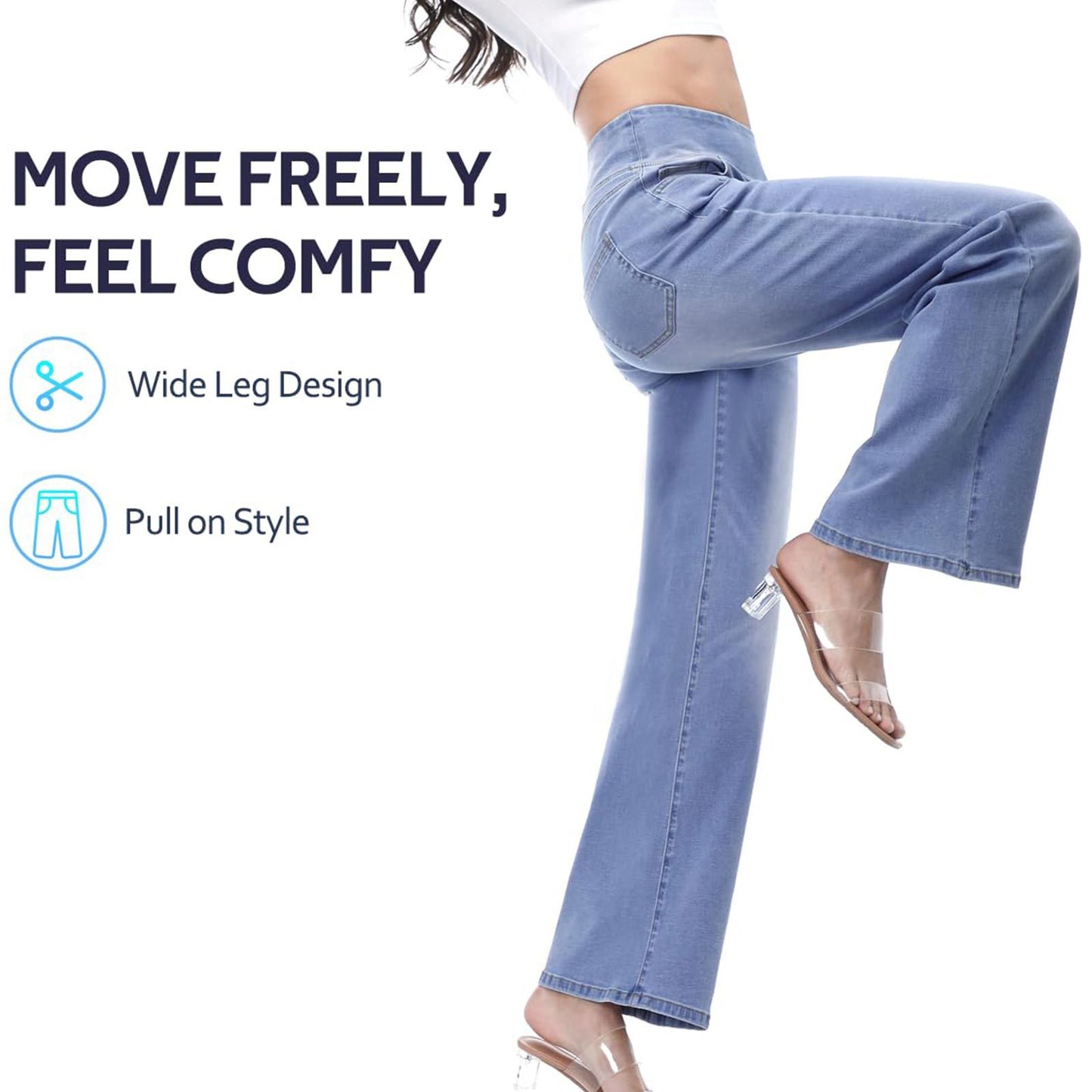 Women's Elastic Fashion Belly Contracting Strap Pocket Jeans