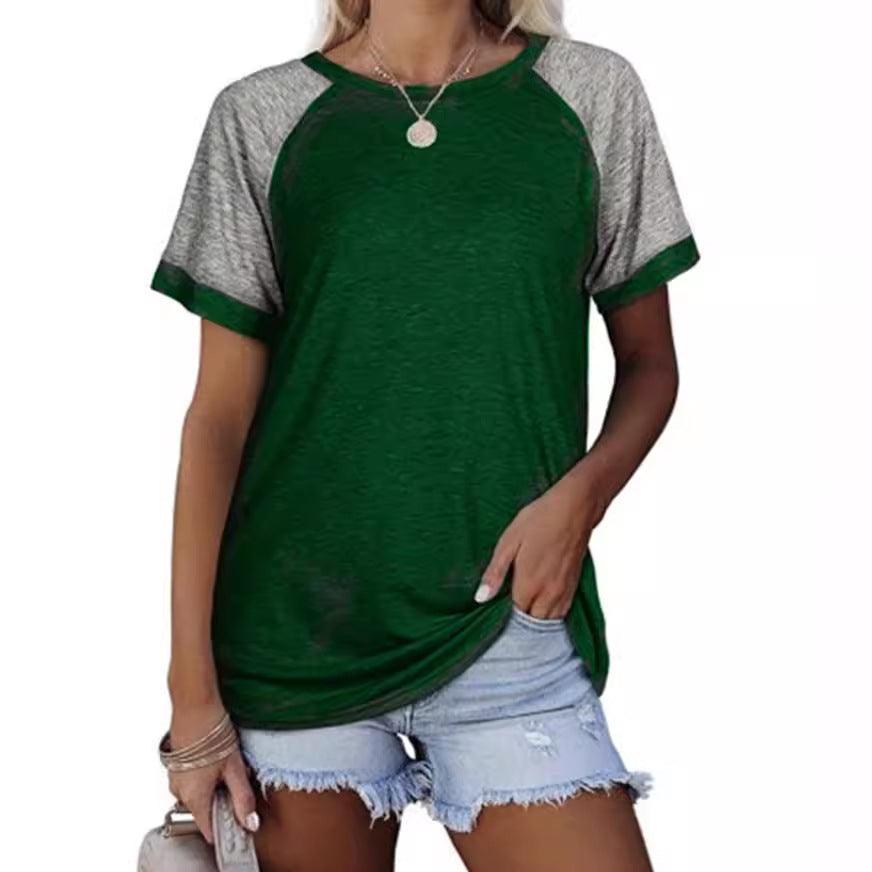 Charming Women's Round Neck Multicolor Sleeve Tops