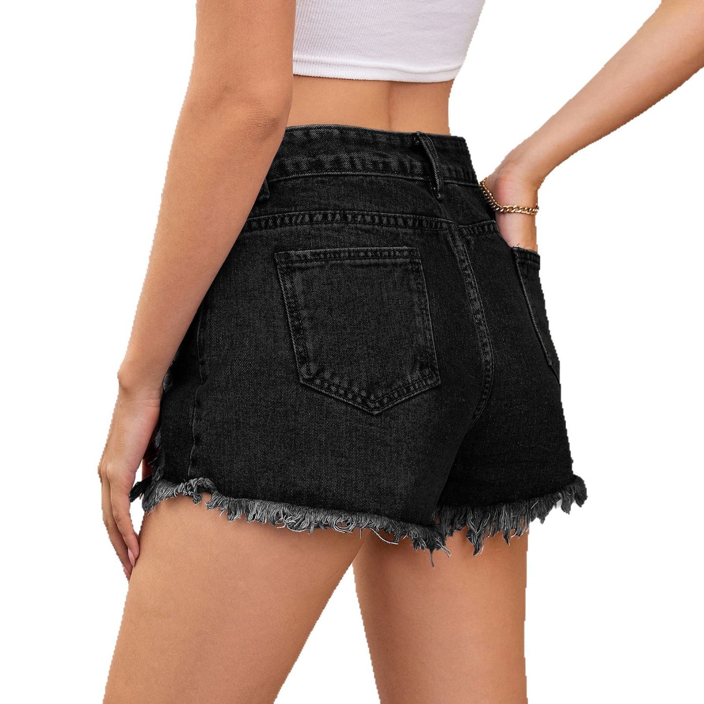 Women's Ranking Washed Hot Hole Denim Women's Jeans