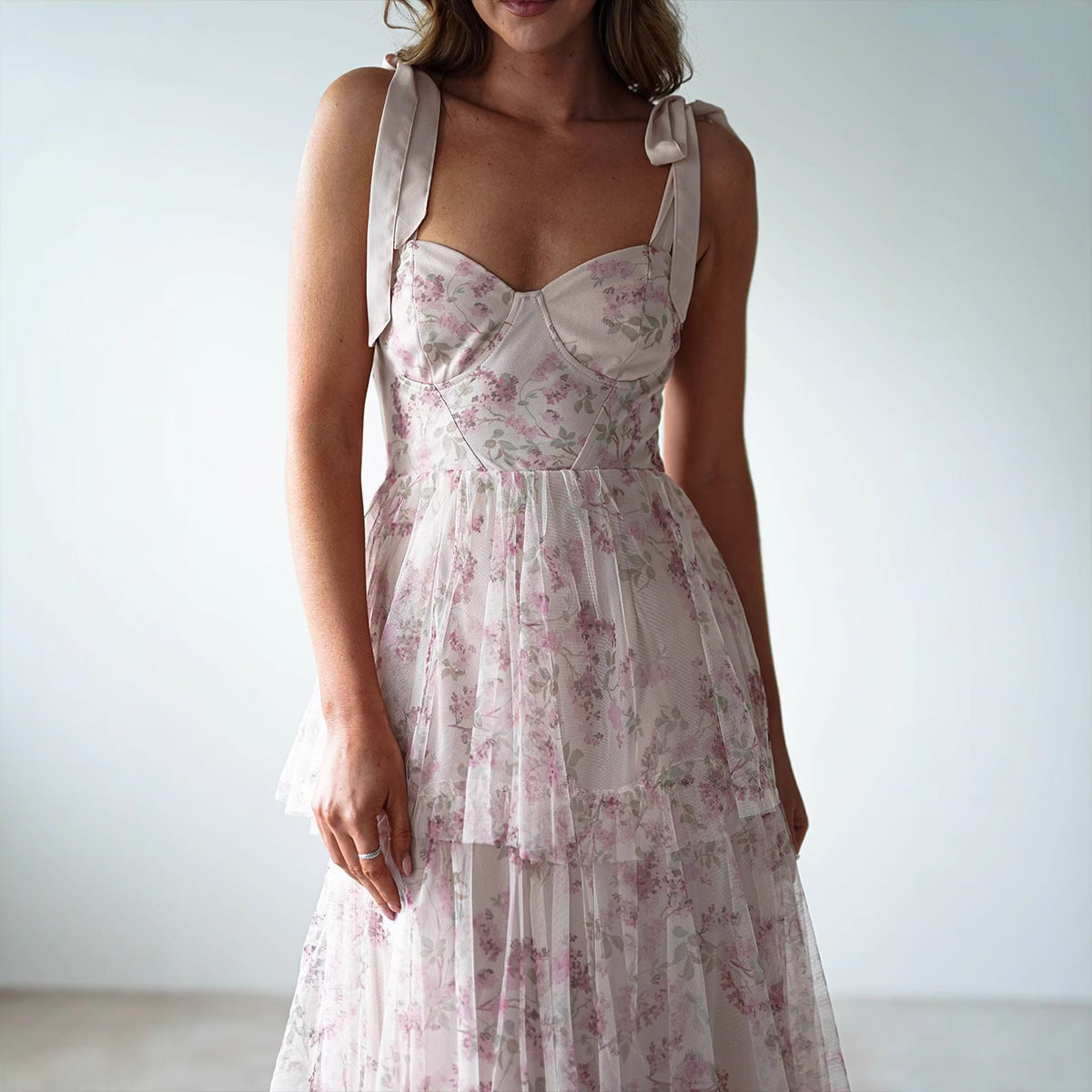 Fashion Sexy Sling Backless Cake Pink Dresses