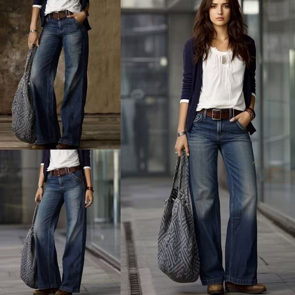 Cool Women's Retro Fashion Casual Straight Women's Jeans
