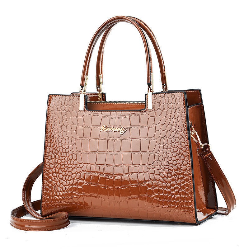 Women's Fashion Popular Bright Leather Alligator Print Bags