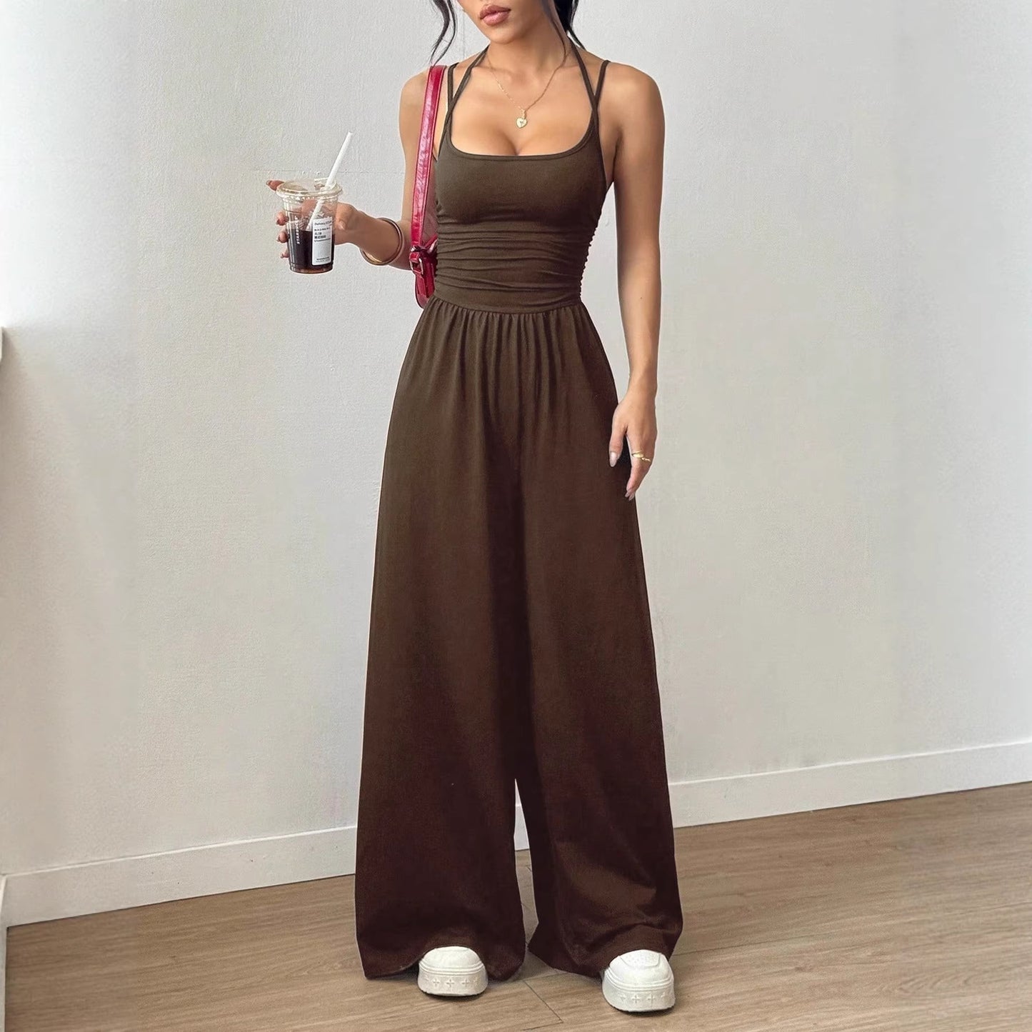 Women's Color Sling Casual Summer Wide Leg Women's Jumpsuit/clothing