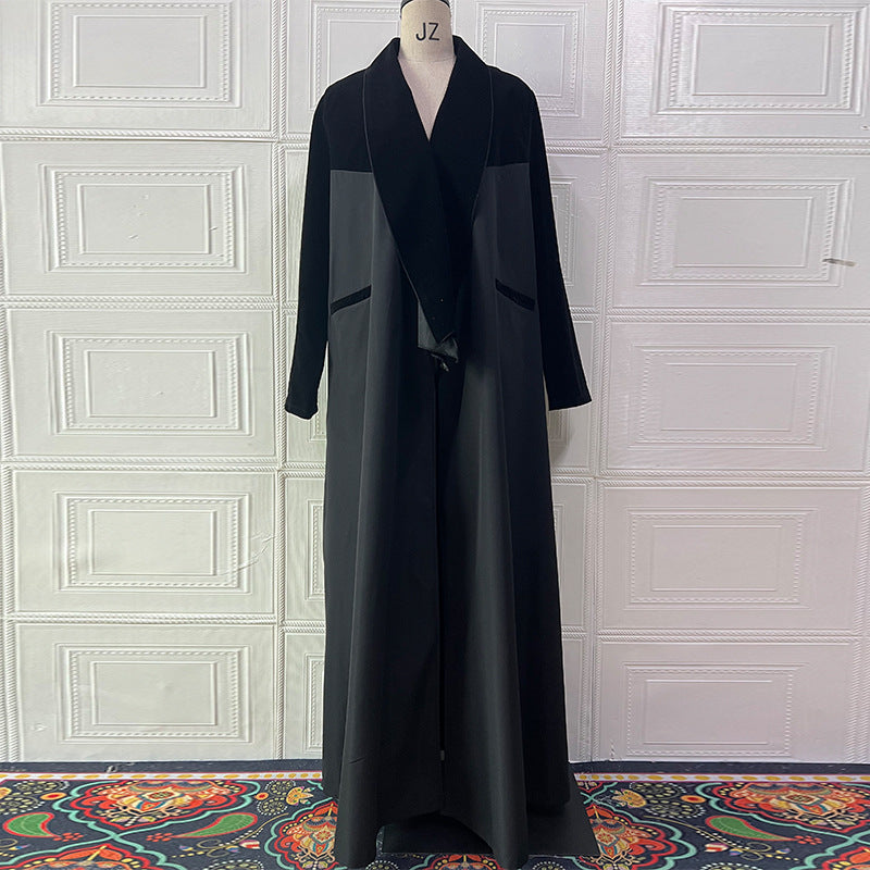Women's Autumn Long Patchwork Free Lapel Trench Coats