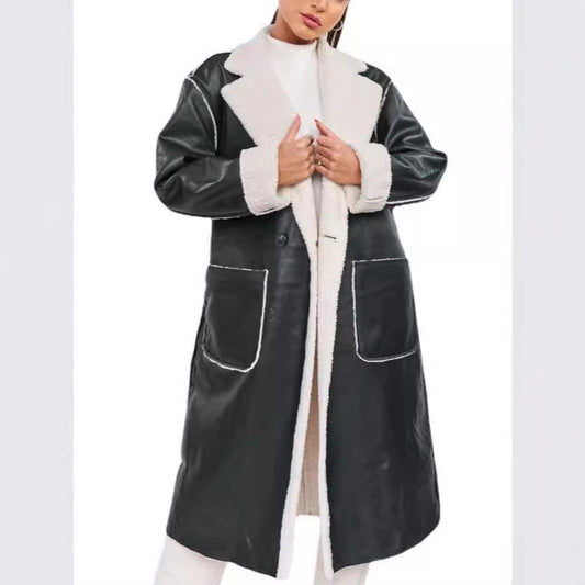 Women's Casual Leather Thickened Trench Loose Fashion Coats