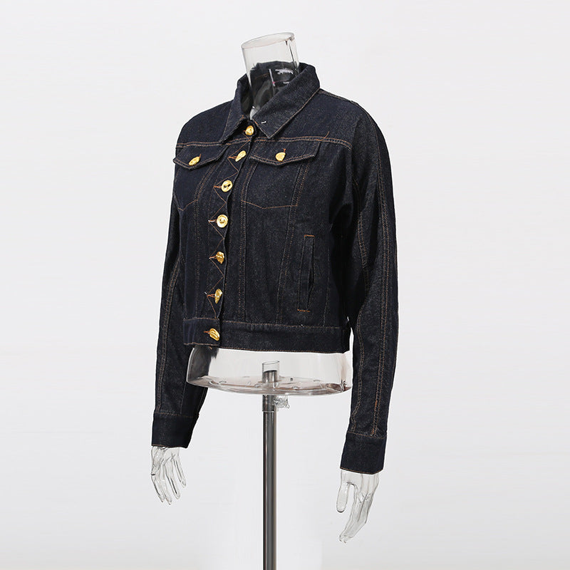 Design Denim Long-sleeved Single-breasted Line Advanced Jackets