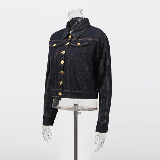 Design Denim Long-sleeved Single-breasted Line Advanced Jackets