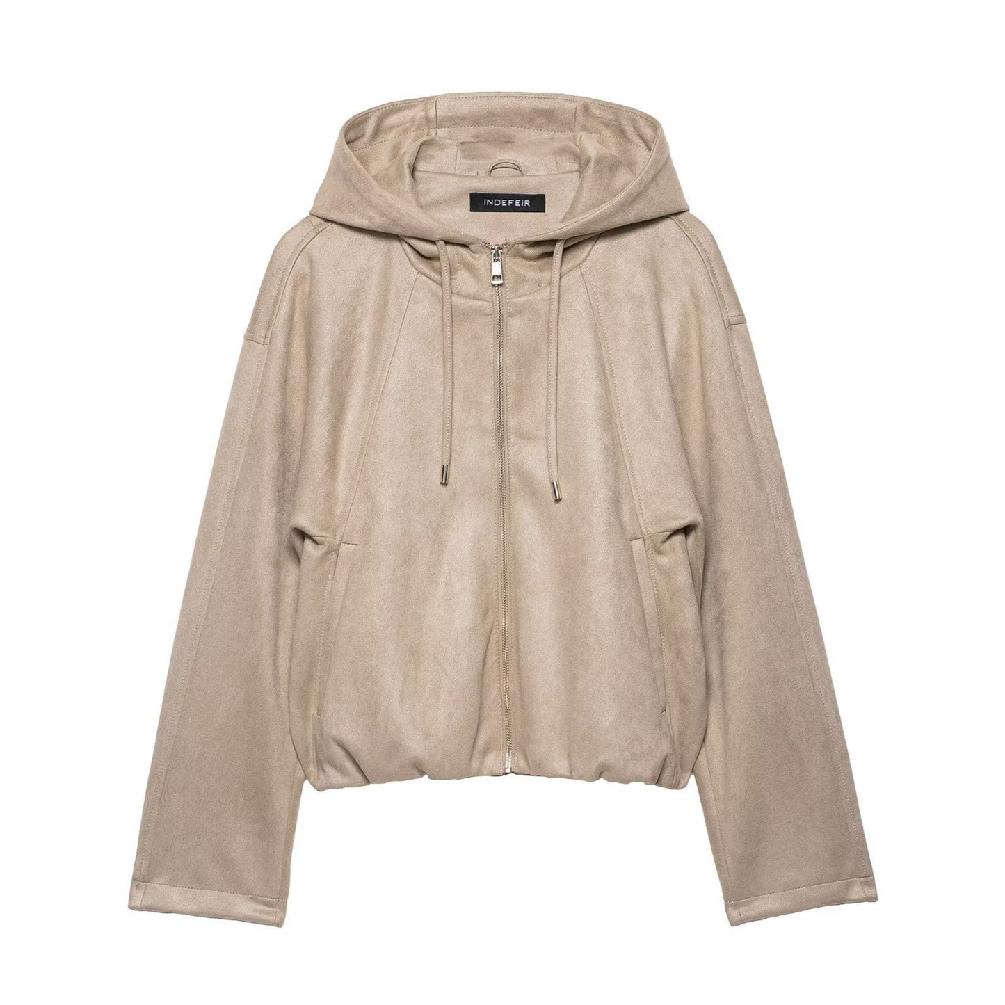 Women's Autumn Hooded Suede Effect Bomber Coats