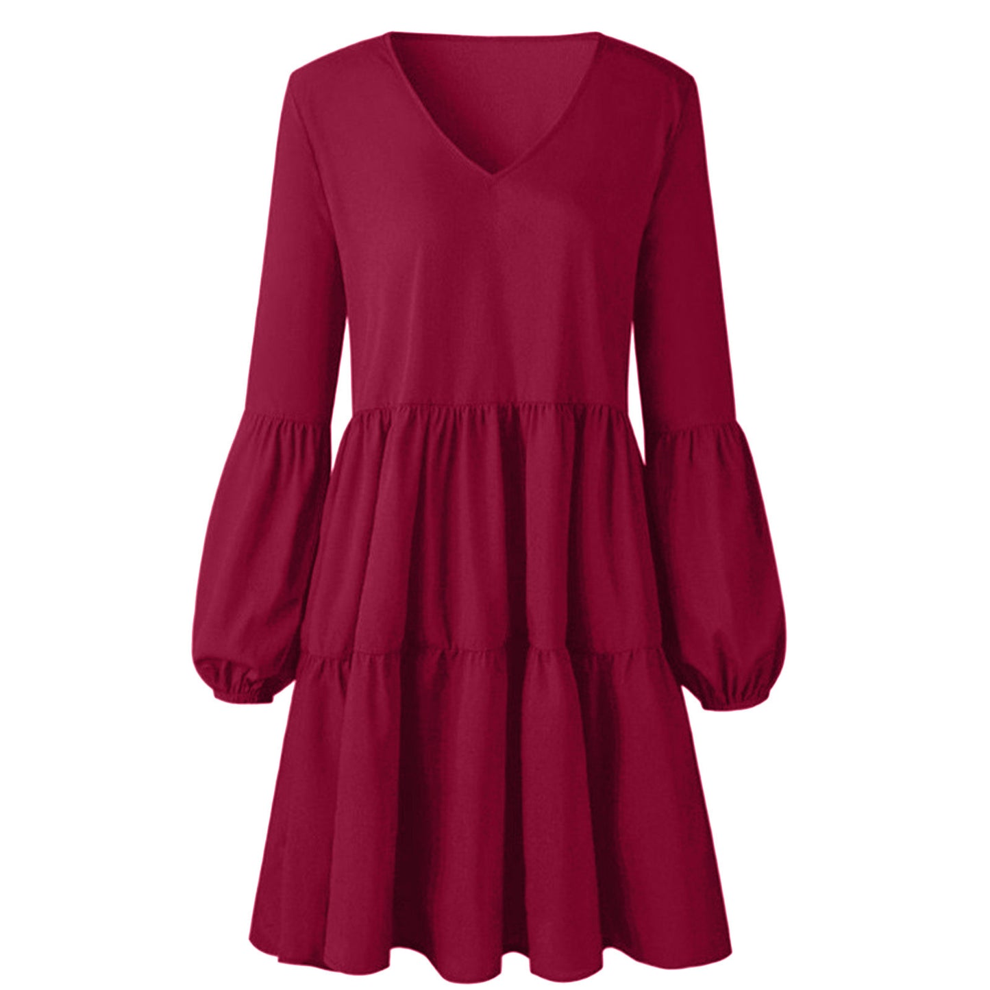 Solid Color Stitching Lantern Long Sleeve Jumpsuits