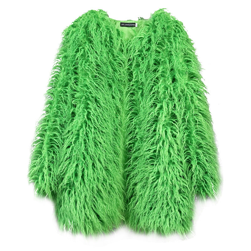 Women's Fur Faux Korean Style Solid Color Coats
