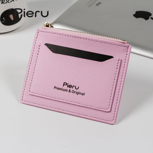 Korean Style Candy Color Simple Zipper Card Holder