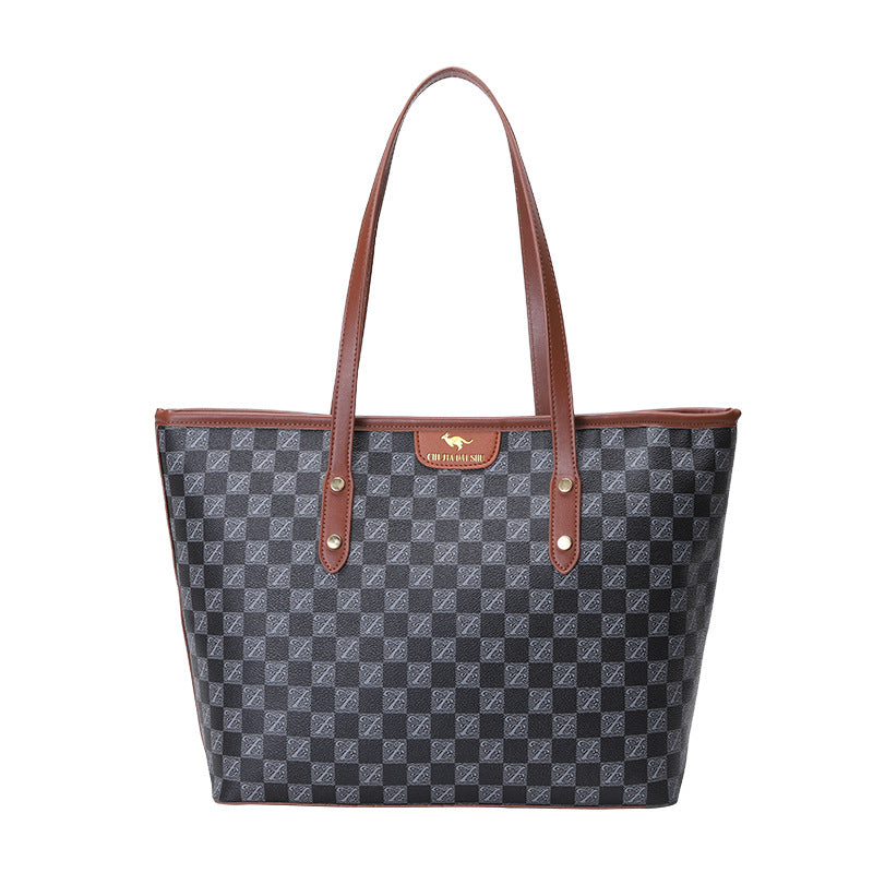 Textured Large Capacity Korean Style Chessboard Class Tote Bags