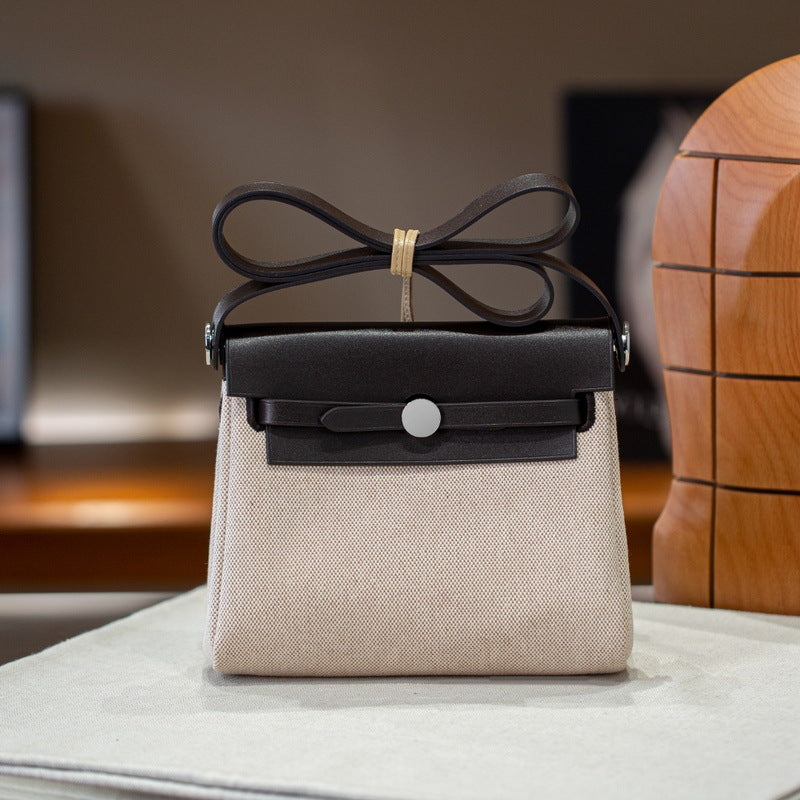 Graceful Elegant With Canvas Leather Mini Bags