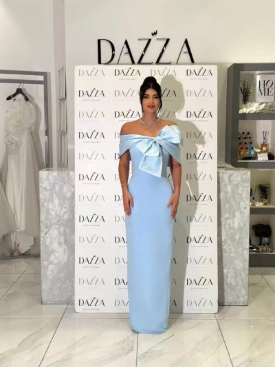 Blue Bandage One-piece Dress Elegant French Dresses
