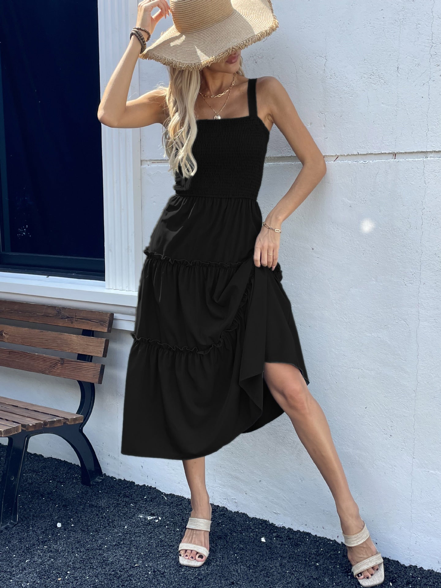 Innovative Glamorous Summer Solid Color Suspender Dress
