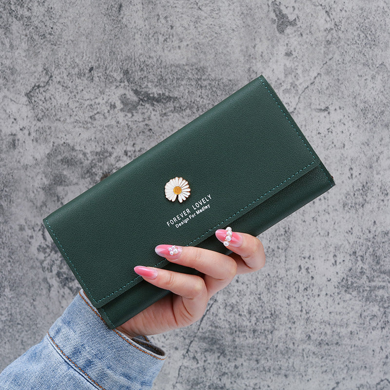 Women's Long Large Capacity Zipper Simple Daisy Ladies Wallets