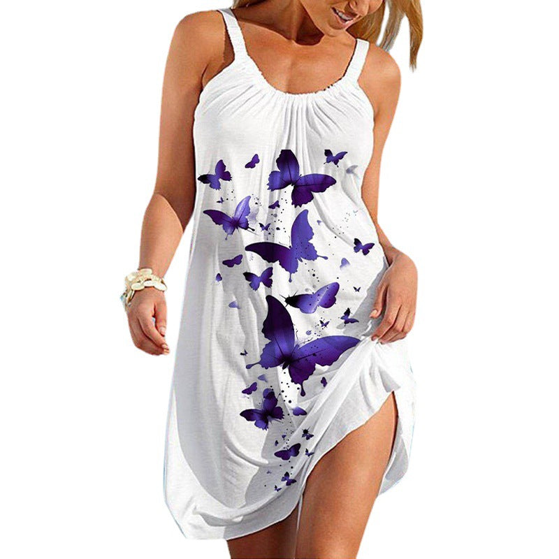Women's Printing Slip Loose Beach Sexy Print Dress