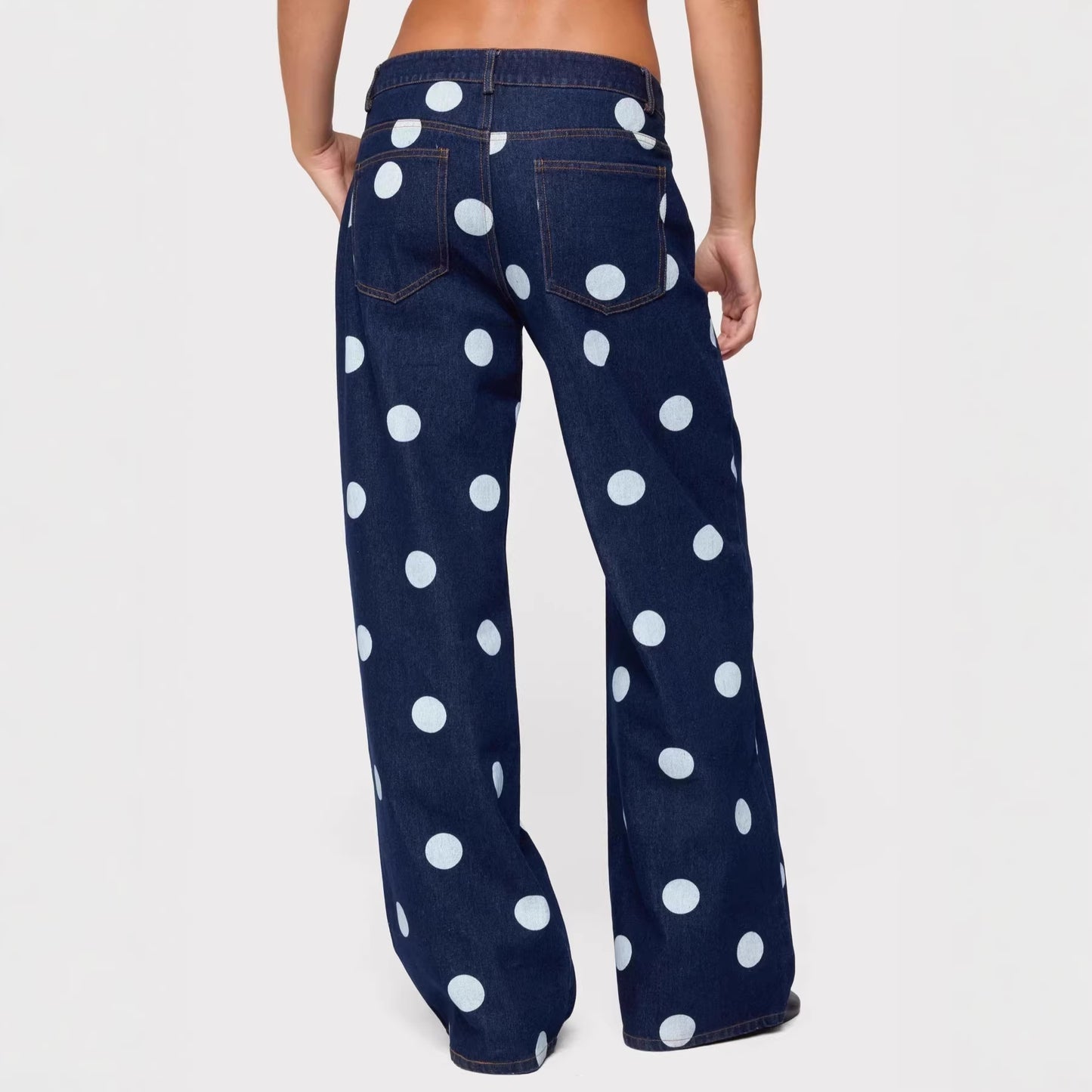 Women's Casual Cool Dark Polka Dot Jeans
