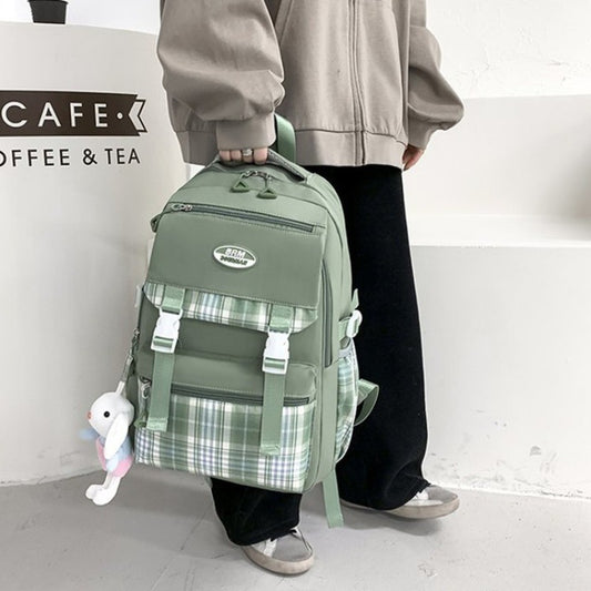 Women's Fresh Plaid Summer Campus Fashion Backpacks