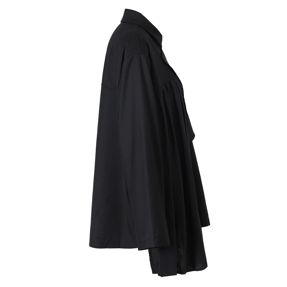 Women's Irregular With Personality Pleated Stitching Shirt Autumn Blouses