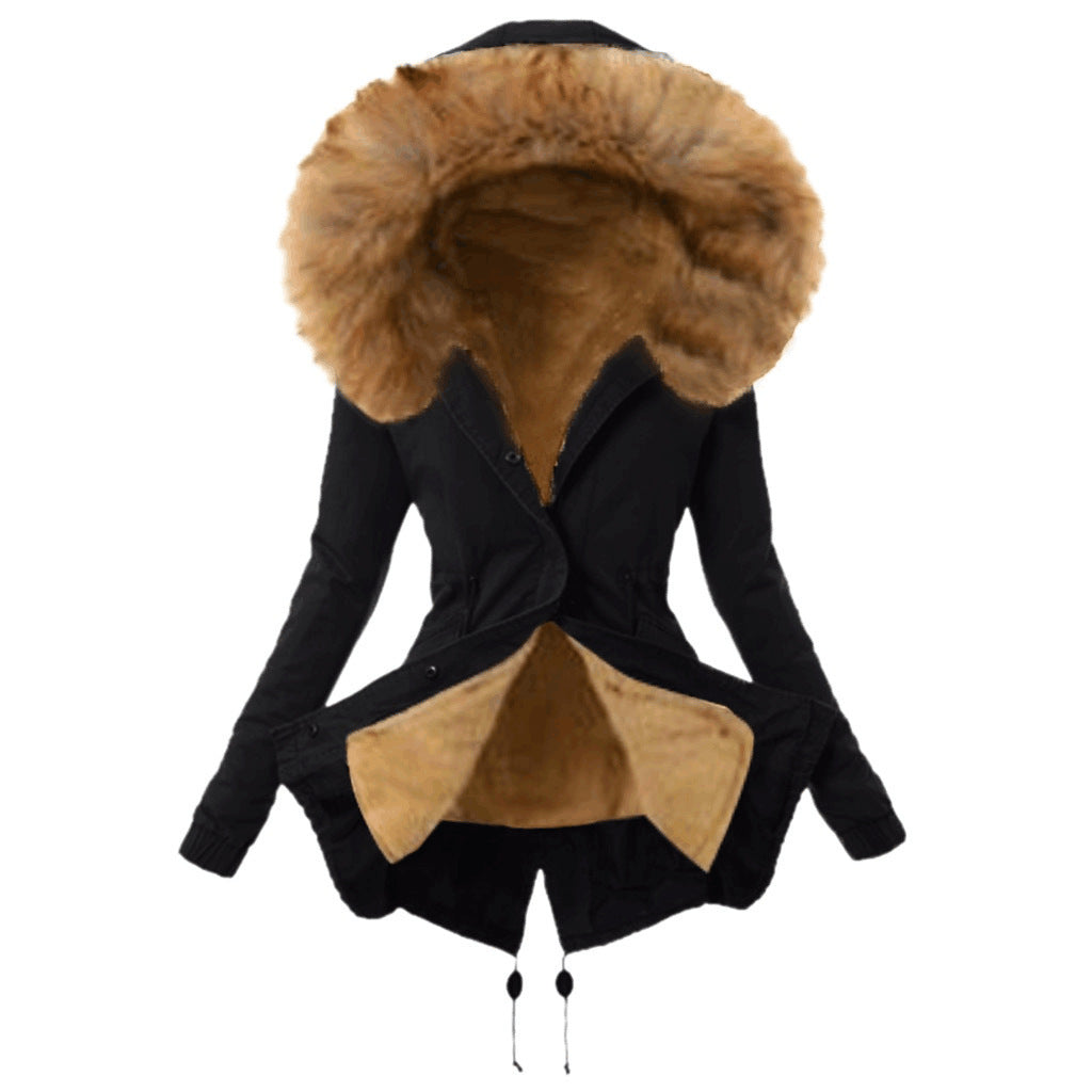 Women's European Parka Mid-length Clothes Hooded Winter Coats
