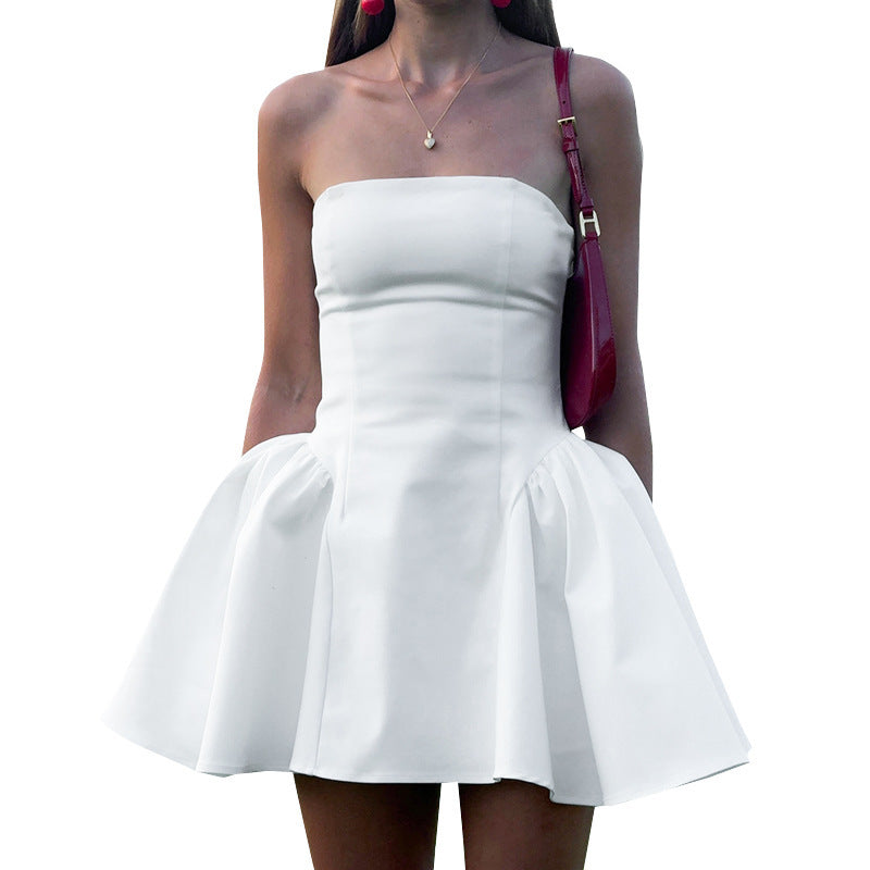 Women's Summer Solid Color Elegant Tube Large Tops