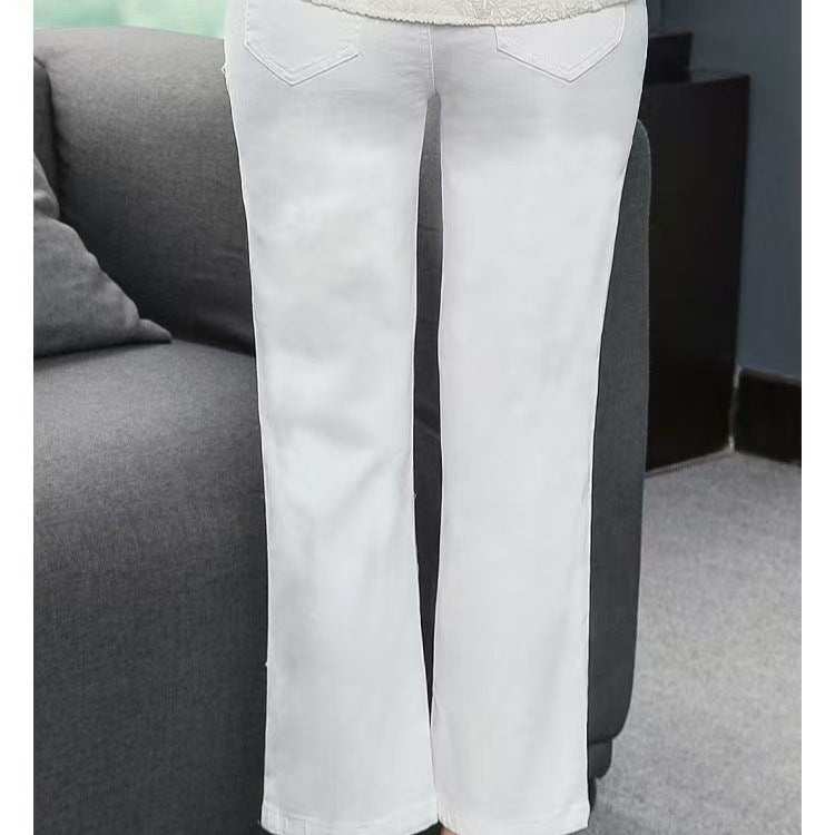 Women's Retro Chinese Style Embroidery Cropped Straight Tang Jeans