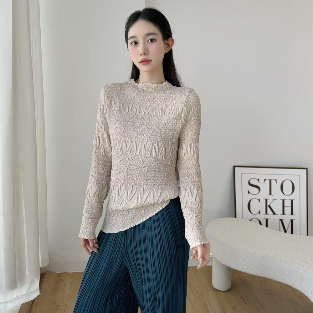 Autumn Round Neck Bottoming Shirt Temperament Western Blouses
